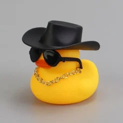 Yellow Duck Dashboard Ornament - Car Styling Accessories with Cowboy Hat, Sunglasses, and Necklace - Unique Auto Internal Decoration