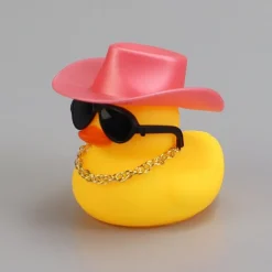 Yellow Duck Dashboard Ornament - Car Styling Accessories with Cowboy Hat, Sunglasses, and Necklace - Unique Auto Internal Decoration