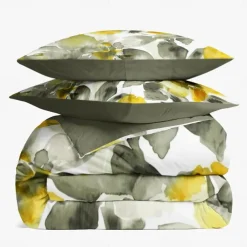 Yellow Floral 3-Piece Duvet Set for Summer Soft Skin Friendly Long Lasting 1 Duvet Cover 2 Pillowcases