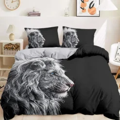 Yin-Yang Animals Duvet Cover Set 100% Cotton Soft and Breathable Bedding Set with Unique Yin-Yang Animal Print Stylish and Cozy Perfect for Bedroom Decor Easy Care Machine Washable