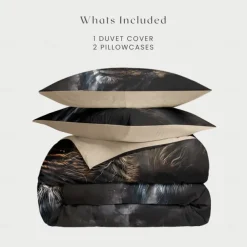 Yin-Yang Animals Duvet Cover Set 100% Cotton Soft and Breathable Bedding Set with Unique Yin-Yang Animal Print Stylish and Cozy Perfect for Bedroom Decor Easy Care Machine Washable