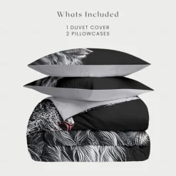 Yin-Yang Animals Duvet Cover Set 100% Cotton Soft and Breathable Bedding Set with Unique Yin-Yang Animal Print Stylish and Cozy Perfect for Bedroom Decor Easy Care Machine Washable