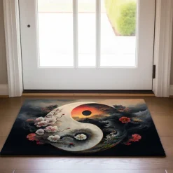 Yinyang Taichi Doormat Floor Mats Washable Rugs Kitchen Mat Boho Non-Slip Oil Proof Rug Indoor Outdoor Mat Bedroom Decor Bathroom Mat Entrance Rug