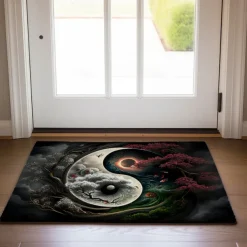 Yinyang Taichi Doormat Floor Mats Washable Rugs Kitchen Mat Boho Non-Slip Oil Proof Rug Indoor Outdoor Mat Bedroom Decor Bathroom Mat Entrance Rug