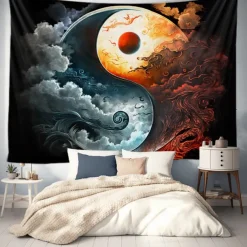 Yinyang Taichi Hanging Tapestry Wall Art Large Tapestry Mural Decor Photograph Backdrop Blanket Curtain Home Bedroom Living Room Decoration