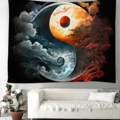 Yinyang Taichi Hanging Tapestry Wall Art Large Tapestry Mural Decor Photograph Backdrop Blanket Curtain Home Bedroom Living Room Decoration