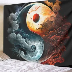 Yinyang Taichi Hanging Tapestry Wall Art Large Tapestry Mural Decor Photograph Backdrop Blanket Curtain Home Bedroom Living Room Decoration