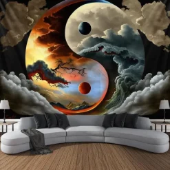 Yinyang Taichi Hanging Tapestry Wall Art Large Tapestry Mural Decor Photograph Backdrop Blanket Curtain Home Bedroom Living Room Decoration