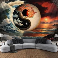Yinyang Taichi Hanging Tapestry Wall Art Large Tapestry Mural Decor Photograph Backdrop Blanket Curtain Home Bedroom Living Room Decoration