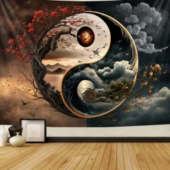 Yinyang Taichi Hanging Tapestry Wall Art Large Tapestry Mural Decor Photograph Backdrop Blanket Curtain Home Bedroom Living Room Decoration