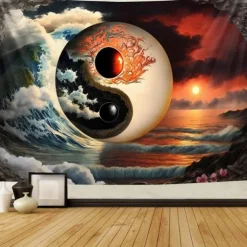 Yinyang Taichi Hanging Tapestry Wall Art Large Tapestry Mural Decor Photograph Backdrop Blanket Curtain Home Bedroom Living Room Decoration