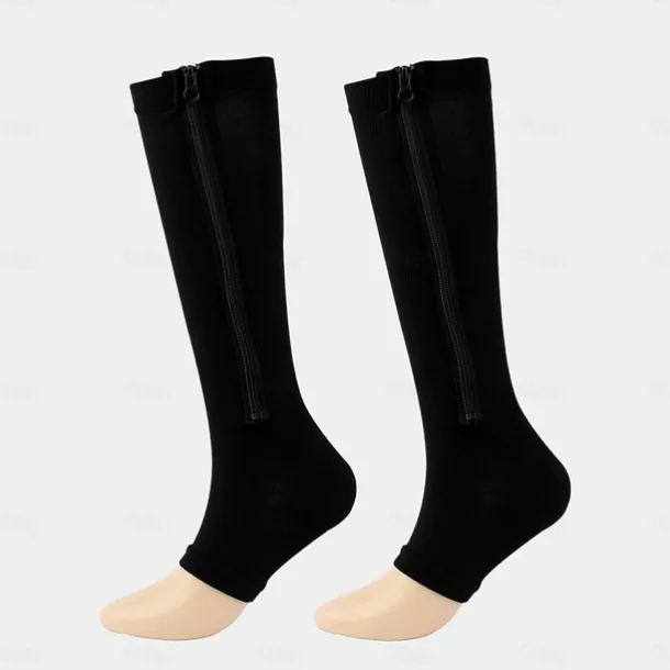 Zipper Compression Socks Open Toe Toeless Compression Socks for Women and Men(1 Pair)