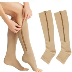 Zipper Compression Socks Open Toe Toeless Compression Socks for Women and Men(1 Pair)