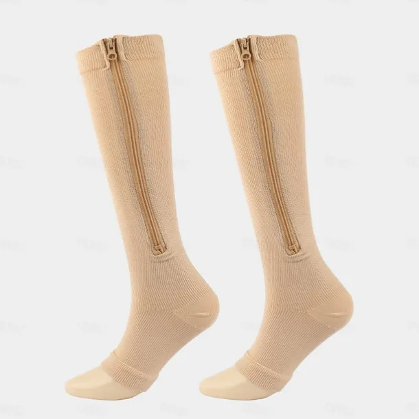 Zipper Compression Socks Open Toe Toeless Compression Socks for Women and Men(1 Pair)