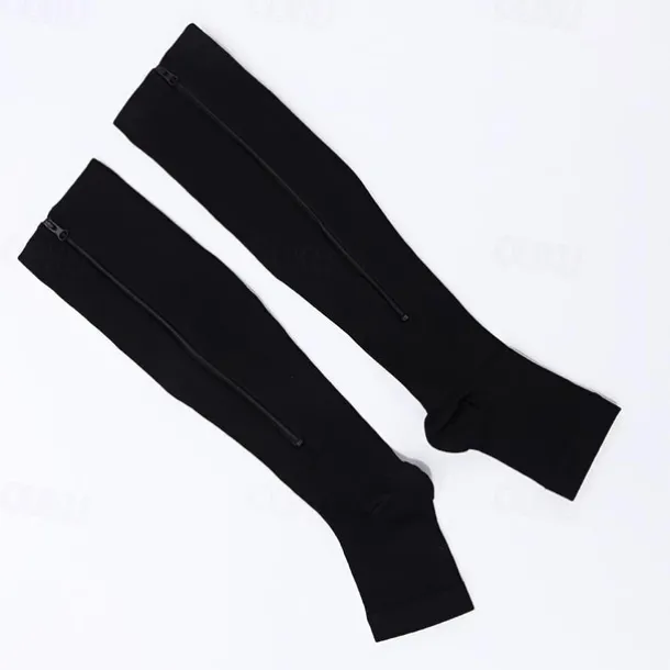 Zipper Compression Socks Open Toe Toeless Compression Socks for Women and Men(1 Pair)