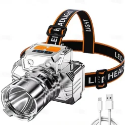 Zoomable 3-in-1 Head Light Induction Flashlight, Super Bright Headlamp with 800mAh Rechargeable Battery Powered for Outdoor Camping Use