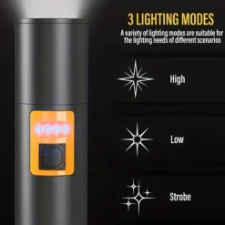 Zoomable Tactical Flashlight, Portable Handheld Flash Light, 1000 High Lumens, USB-C Rechargeable, Emergencies Power Bank, 4 Modes (SOS & Strobe), Waterproof LED Flashlight for Camping